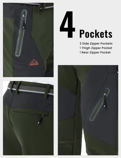 Rdruko Men's Snow Pants Waterproof Insulated Fleece Lined Ski Hiking Snowboard Winter Pants with Pockets