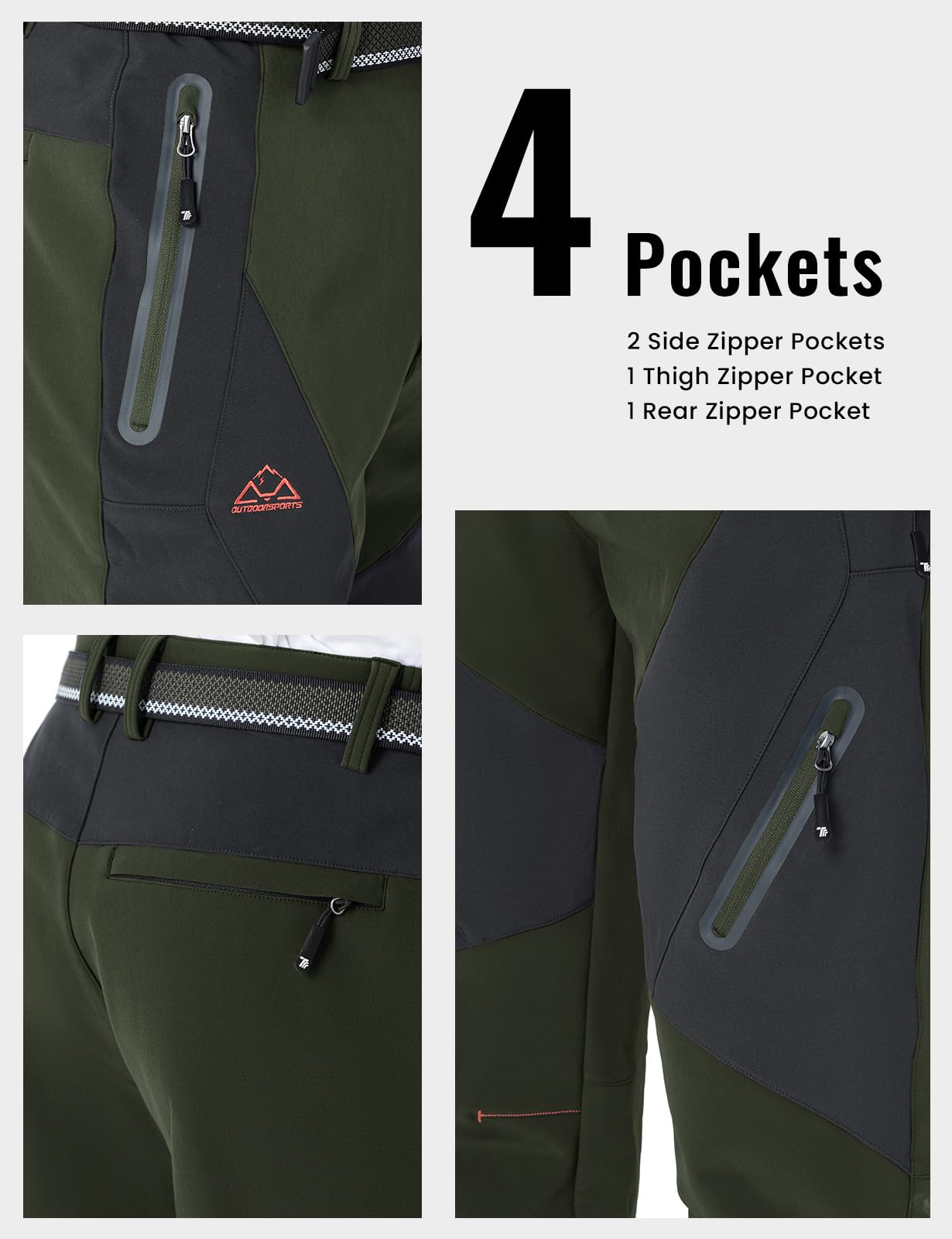 Rdruko Men's Snow Pants Waterproof Insulated Fleece Lined Ski Hiking Snowboard Winter Pants with Pockets