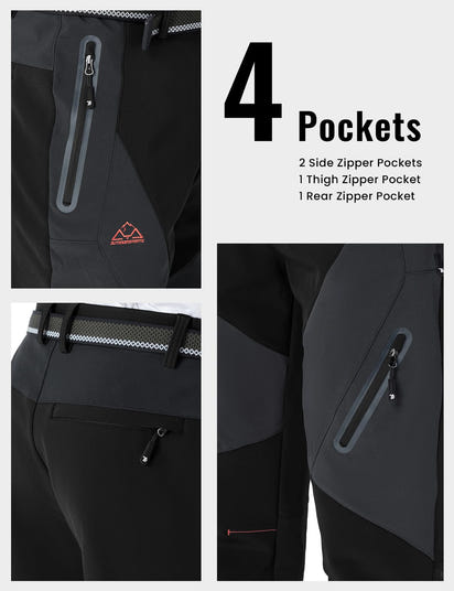 Rdruko Men's Snow Pants Waterproof Insulated Fleece Lined Ski Hiking Snowboard Winter Pants with Pockets