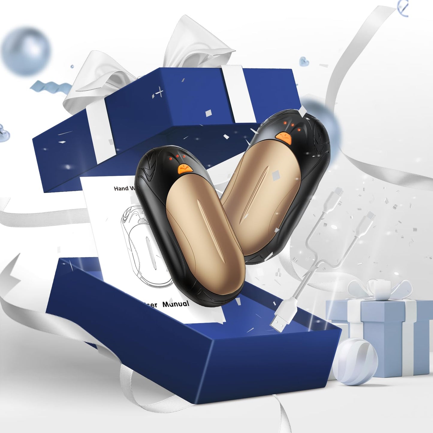 AI Hand Warmers Rechargeable 2 Pack, AI Smart Chips Electric Hand Warmers, 20Hrs Long Safe Heat, Portable Pocket Heater, Gifts for Christmas, Outdoor, Hunting, Golf, Camping Accessories