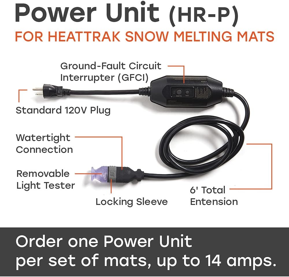 HeatTrak Heated Snow Melting Mats - Heated Outdoor Mats for Walkways - Electric Snow Melting Mats for Decks and Sidewalks - Trusted No-Slip Snow and Ice Melt Heated Sidewalk Mat (30” x 30")