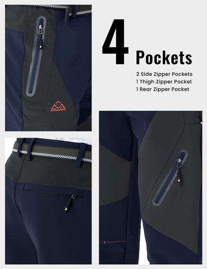 Rdruko Men's Snow Pants Waterproof Insulated Fleece Lined Ski Hiking Snowboard Winter Pants with Pockets