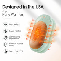 AI Hand Warmers Rechargeable 2 Pack, AI Smart Chips Electric Hand Warmers, 20Hrs Long Safe Heat, Portable Pocket Heater, Gifts for Christmas, Outdoor, Hunting, Golf, Camping Accessories