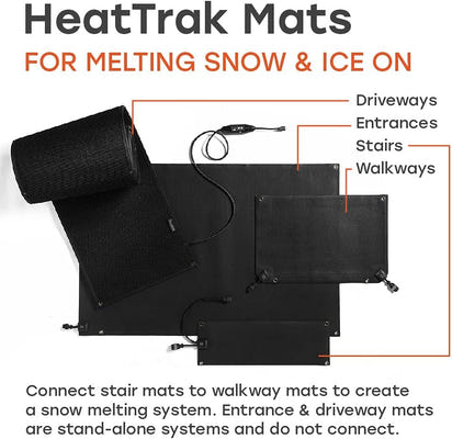 HeatTrak Heated Snow Melting Mats - Heated Outdoor Mats for Walkways - Electric Snow Melting Mats for Decks and Sidewalks - Trusted No-Slip Snow and Ice Melt Heated Sidewalk Mat (30” x 30