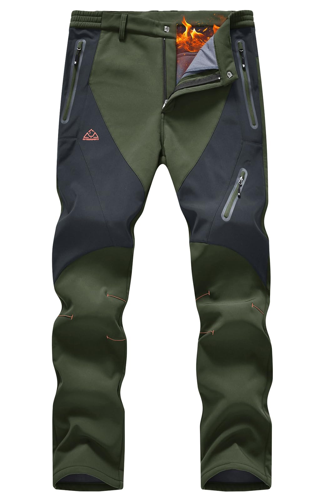 Rdruko Men's Snow Pants Waterproof Insulated Fleece Lined Ski Hiking Snowboard Winter Pants with Pockets