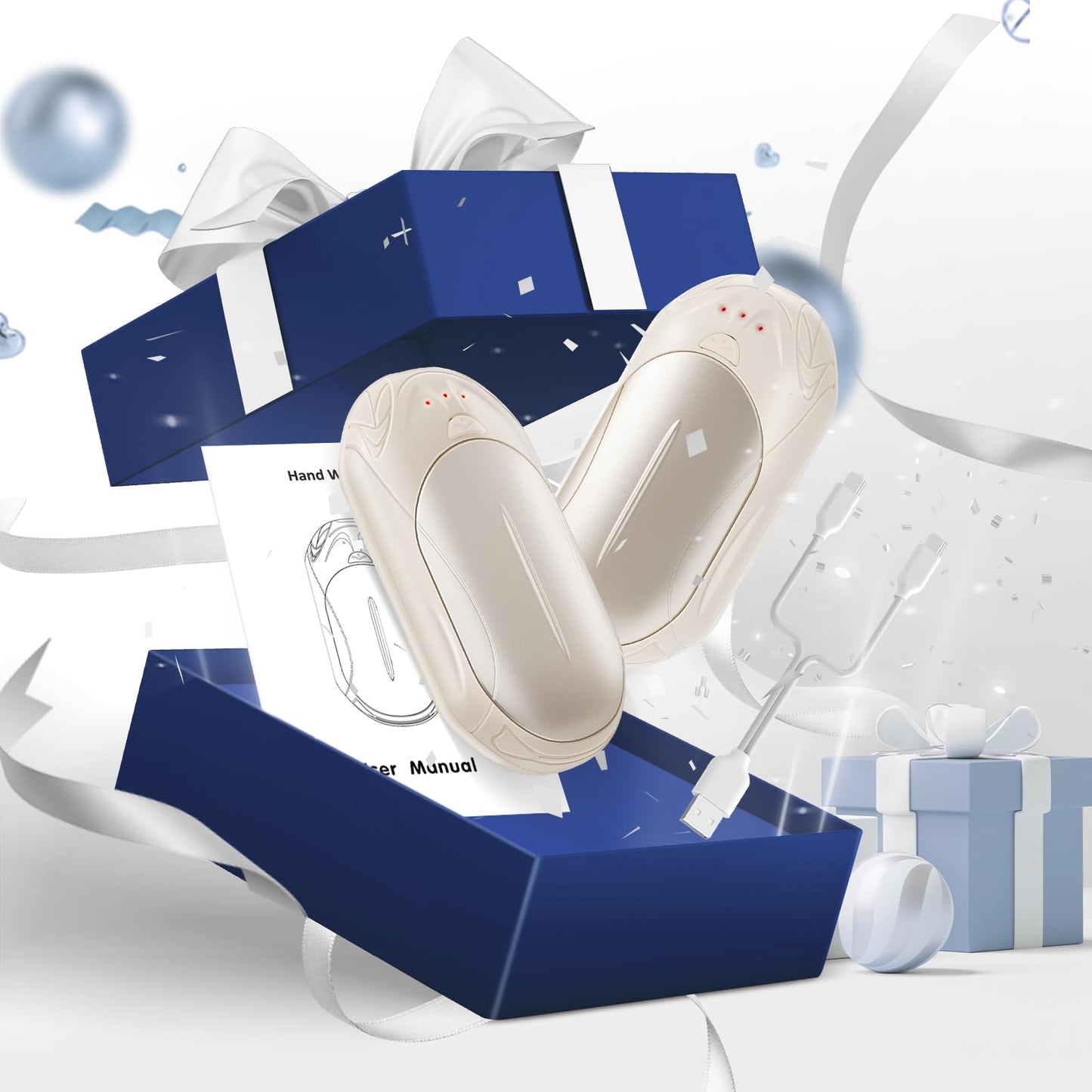 AI Hand Warmers Rechargeable 2 Pack, AI Smart Chips Electric Hand Warmers, 20Hrs Long Safe Heat, Portable Pocket Heater, Gifts for Christmas, Outdoor, Hunting, Golf, Camping Accessories