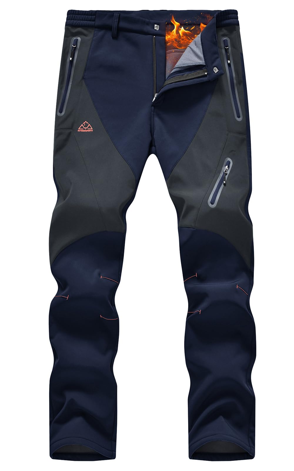 Rdruko Men's Snow Pants Waterproof Insulated Fleece Lined Ski Hiking Snowboard Winter Pants with Pockets