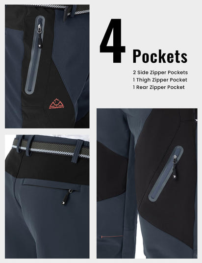 Rdruko Men's Snow Pants Waterproof Insulated Fleece Lined Ski Hiking Snowboard Winter Pants with Pockets