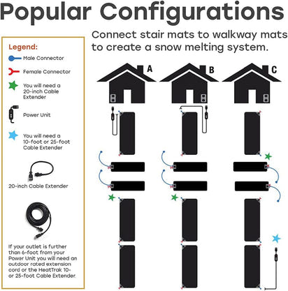 HeatTrak Heated Snow Melting Mats - Heated Outdoor Mats for Walkways - Electric Snow Melting Mats for Decks and Sidewalks - Trusted No-Slip Snow and Ice Melt Heated Sidewalk Mat (30” x 30