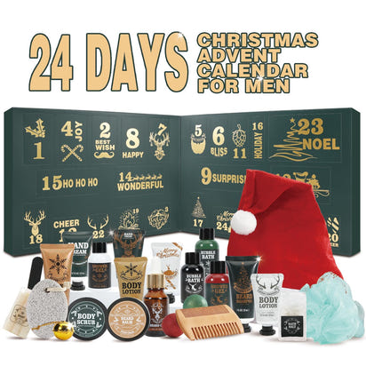 Advent Calendar 2025 for Adults, BODY & EARTH 24-Day Mens Advent Skincare Calendar 24PCS Beard Care Grooming Set, 2025 Beauty Countdown Calendar Christams Holiday Suprise Gift for Dads Boyfriend