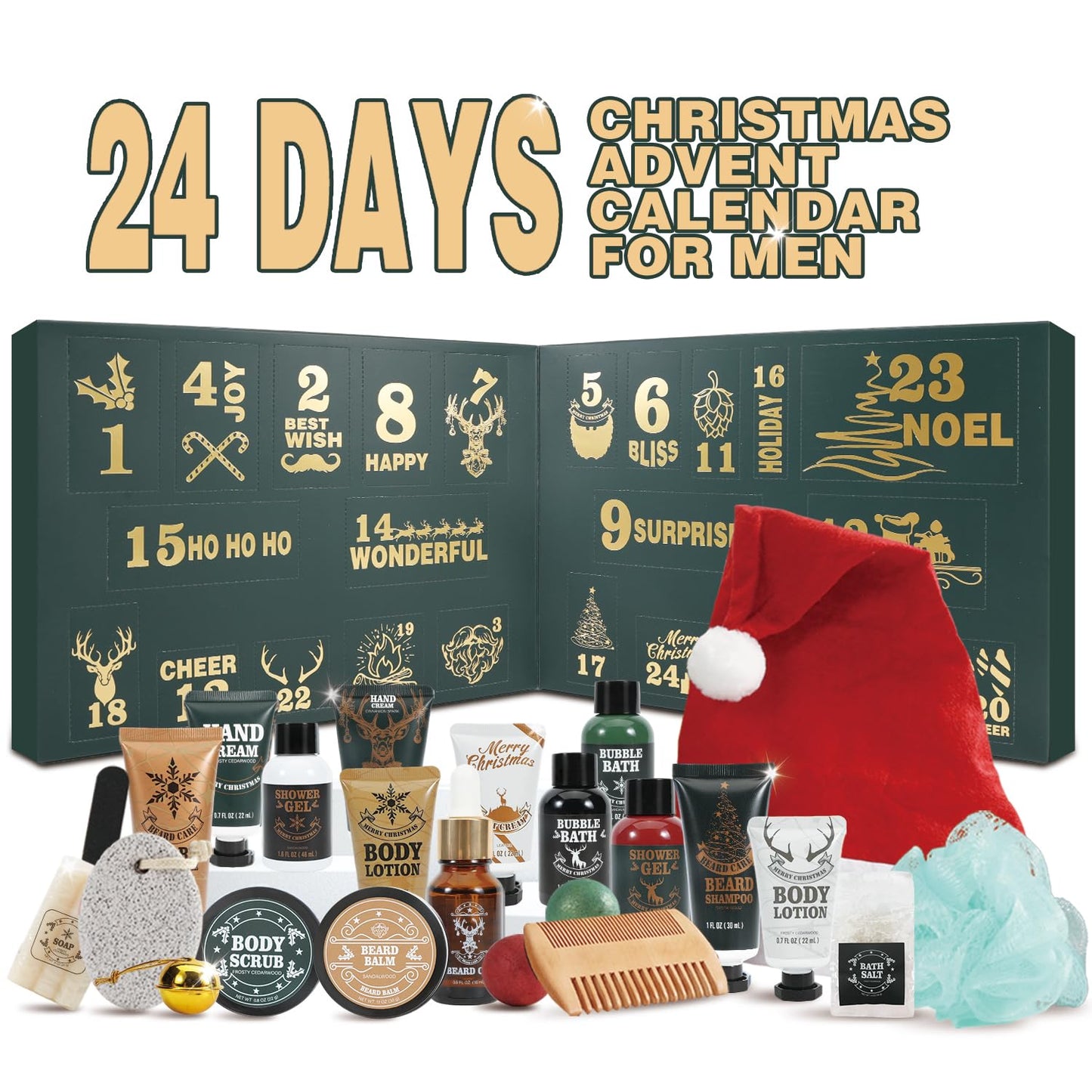 Advent Calendar 2025 for Adults, BODY & EARTH 24-Day Mens Advent Skincare Calendar 24PCS Beard Care Grooming Set, 2025 Beauty Countdown Calendar Christams Holiday Suprise Gift for Dads Boyfriend