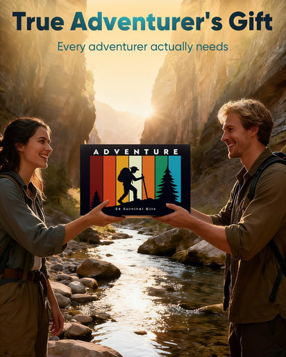 Survival Kit Advent Calendar 2025 - Adventure Gift Box for Adult Men Teen Boys - 24 Days Christmas Countdown Calendar Surprise Gifts for Outdoor Enthusiasts