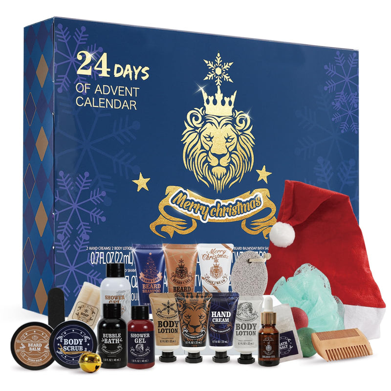 Advent Calendar 2025 for Adults, BODY & EARTH 24-Day Mens Advent Skincare Calendar 24PCS Beard Care Grooming Set, 2025 Beauty Countdown Calendar Christams Holiday Suprise Gift for Dads Boyfriend