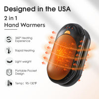 AI Hand Warmers Rechargeable 2 Pack, AI Smart Chips Electric Hand Warmers, 20Hrs Long Safe Heat, Portable Pocket Heater, Gifts for Christmas, Outdoor, Hunting, Golf, Camping Accessories
