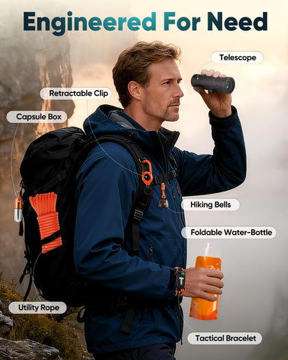 Survival Kit Advent Calendar 2025 - Adventure Gift Box for Adult Men Teen Boys - 24 Days Christmas Countdown Calendar Surprise Gifts for Outdoor Enthusiasts