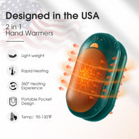 AI Hand Warmers Rechargeable 2 Pack, AI Smart Chips Electric Hand Warmers, 20Hrs Long Safe Heat, Portable Pocket Heater, Gifts for Christmas, Outdoor, Hunting, Golf, Camping Accessories