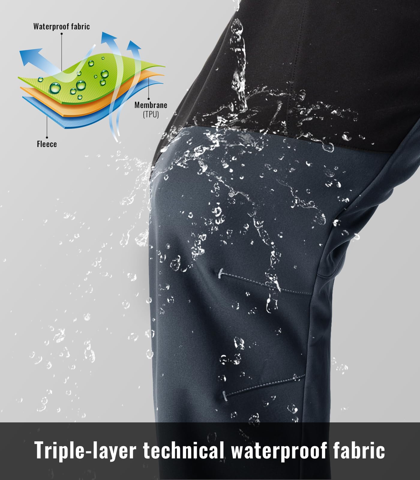 Rdruko Men's Snow Pants Waterproof Insulated Fleece Lined Ski Hiking Snowboard Winter Pants with Pockets