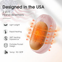 AI Hand Warmers Rechargeable 2 Pack, AI Smart Chips Electric Hand Warmers, 20Hrs Long Safe Heat, Portable Pocket Heater, Gifts for Christmas, Outdoor, Hunting, Golf, Camping Accessories