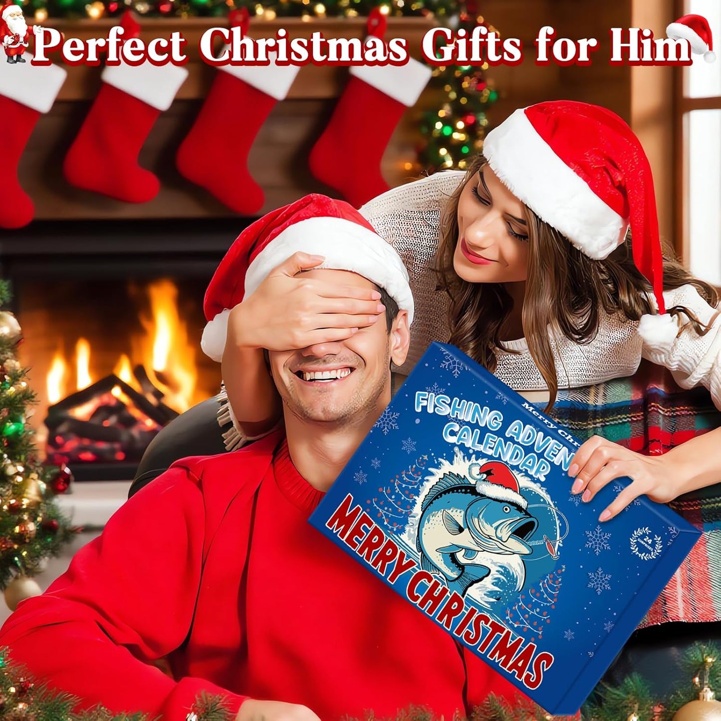 2025 Fishing Advent Calendar for Adult Men Teen, 24 Days Fishing Tools Accessories Kit Christmas Countdown Gifts, Xmas Surprise Gift for Dad Grandpa Husband Brother Boyfriend