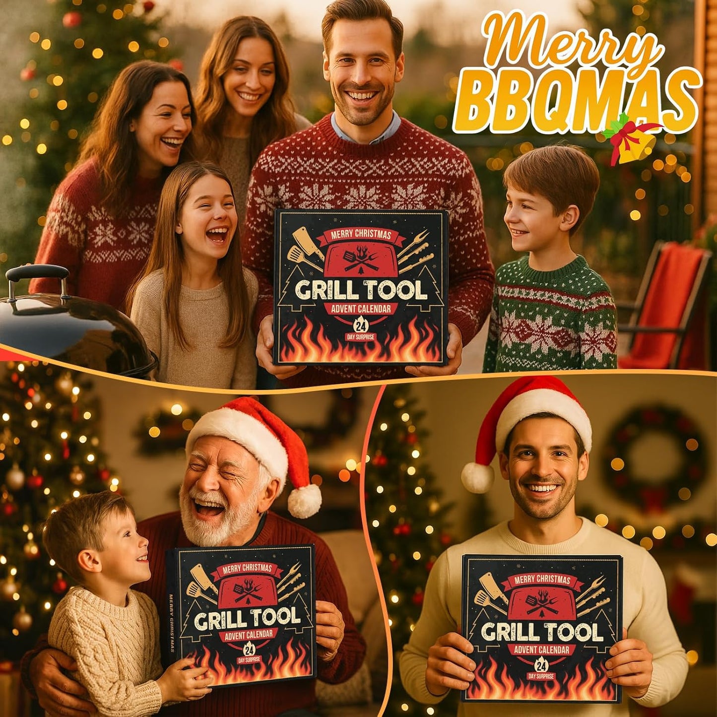 Grill Tool Advent Calendar 2025 Adults Men, 24 Day Countdown Christmas Calendar with Stainless-Steel Grilling Accessories Christmas Grilling Gifts for Dad Husband Son