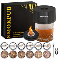 Electric Whiskey Smoker Kit Built-in Lighter, No Butane Needed, Rechargeable Cocktail Smoker Kit with 6 Wood Chips, Old Fashioned Drink Smoker Kit, Bourbon Whiskey Gifts for Men,Dad,Husband