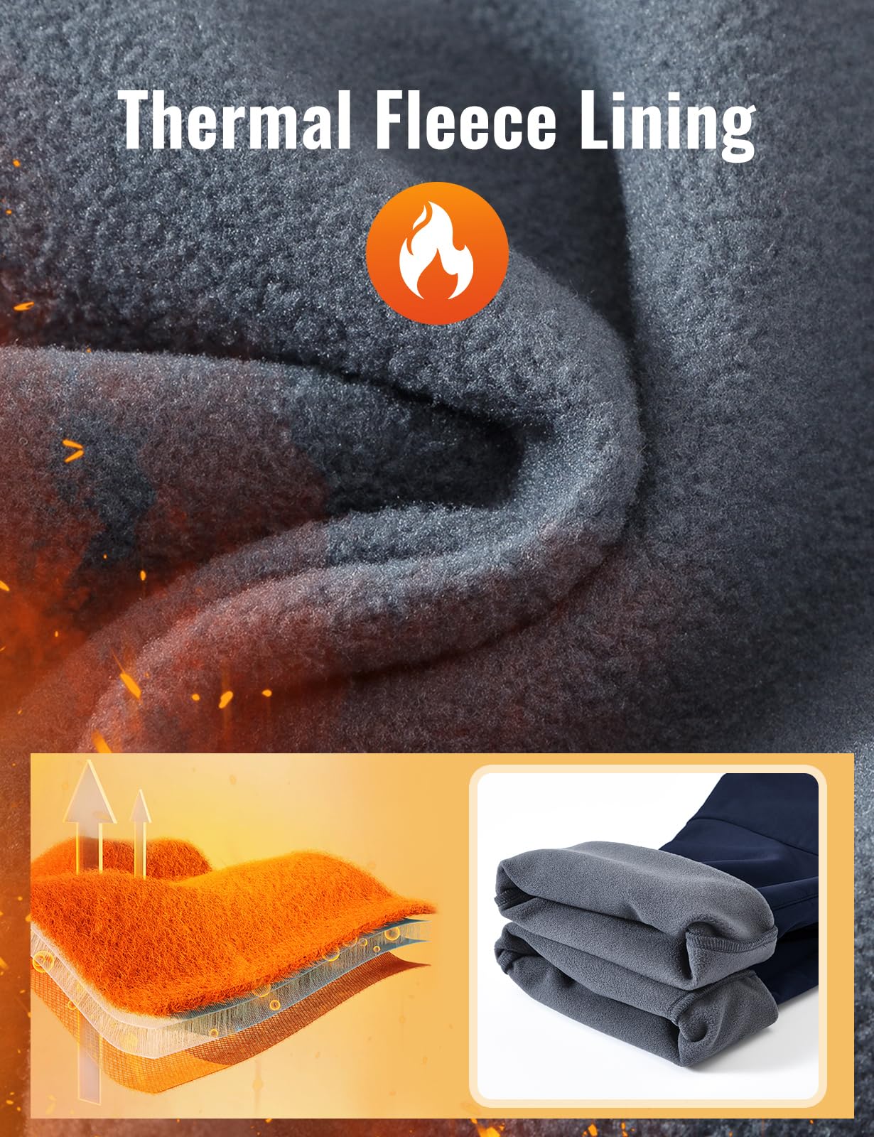 Rdruko Men's Snow Pants Waterproof Insulated Fleece Lined Ski Hiking Snowboard Winter Pants with Pockets