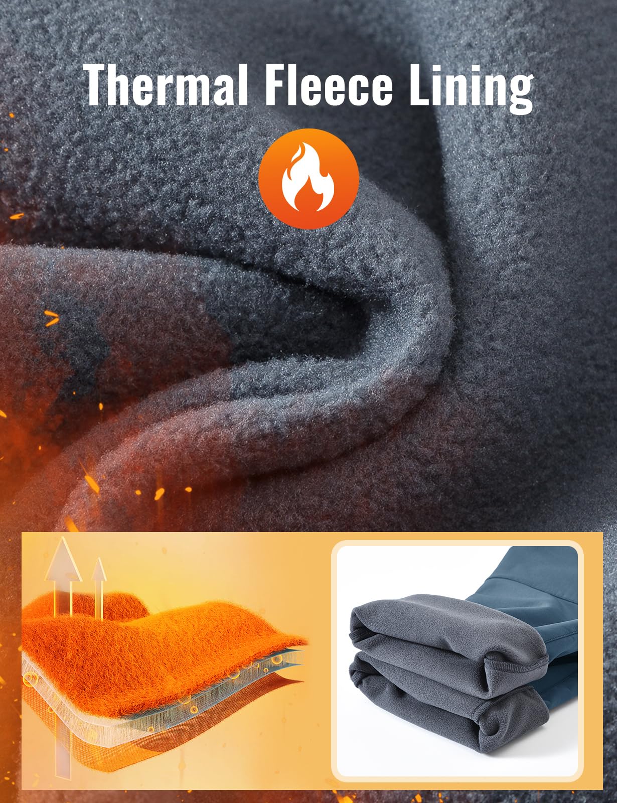 Rdruko Men's Snow Pants Waterproof Insulated Fleece Lined Ski Hiking Snowboard Winter Pants with Pockets