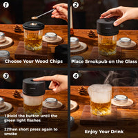Electric Whiskey Smoker Kit Built-in Lighter, No Butane Needed, Rechargeable Cocktail Smoker Kit with 6 Wood Chips, Old Fashioned Drink Smoker Kit, Bourbon Whiskey Gifts for Men,Dad,Husband